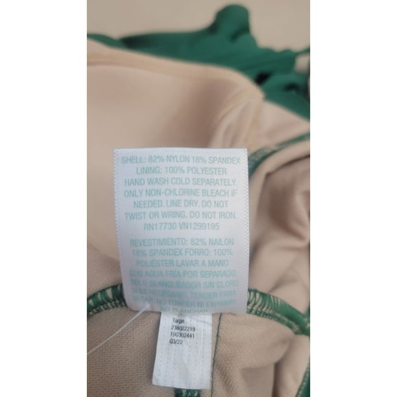 Women Plunge Front Scallop Full Coverage One Piece Swimsuit Kona Sol Green Small - Picture 7 of 8